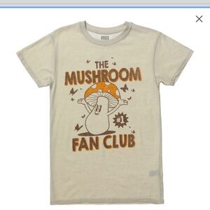 Mushroom Fan Club T-Shirt Cotton Short Sleeve Women’s Large Retro Hippie Boho